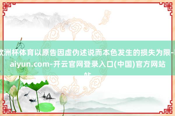 欧洲杯体育以原告因虚伪述说而本色发生的损失为限-kaiyun.com-开云官网登录入口(中国)官方网站